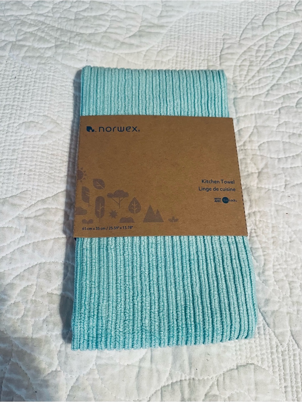 Norwex Light Aqua Ribbed Kitchen Towel NEW
